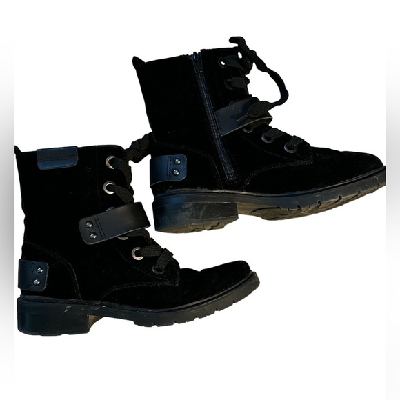 Rampage Taylla black velvet combat boots lace up and zipper closing Sz 9 - Picture 1 of 6
